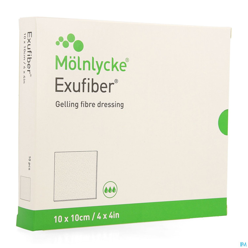 Exufiber gelling fibre dressing ster  10 x 10cm 10