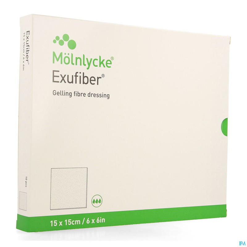 Exufiber gelling fibre dressing ster  15 x 15cm 10