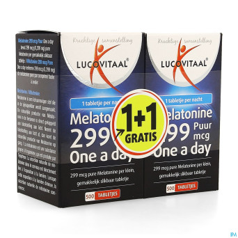 Lucovitaal melatonine 0,299mg comp 2x500  1+1grat.
