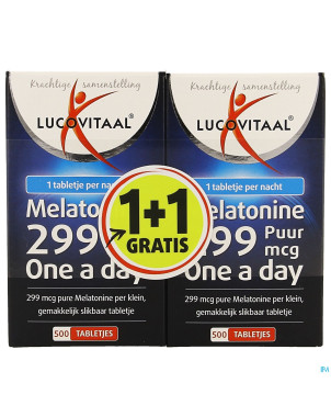 Lucovitaal melatonine 0,299mg comp 2x500  1+1grat.