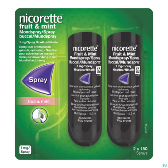 Nicorette fruit&mint 1mg spray bucc. s/sucre 2x150