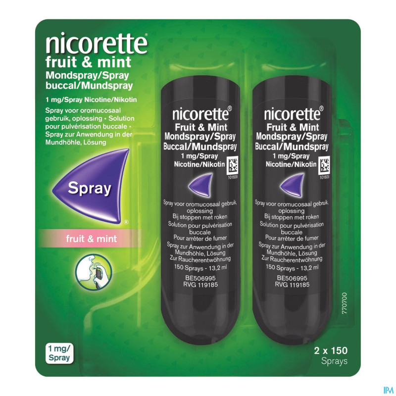 Nicorette fruit&mint 1mg spray bucc. s/sucre 2x150