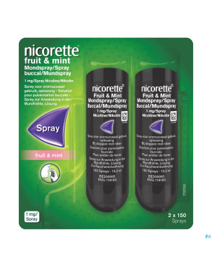 Nicorette fruit&mint 1mg spray bucc. s/sucre 2x150