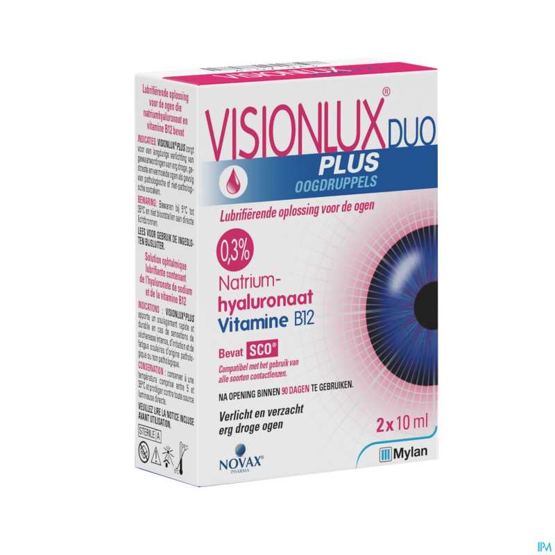 Visionlux plus gouttes yeux duo fl 2 x 10ml