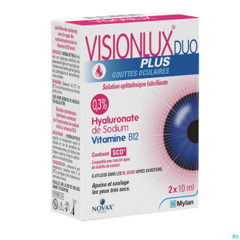 Visionlux plus gouttes yeux duo fl 2 x 10ml