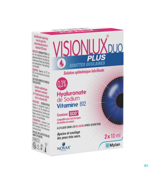 Visionlux plus gouttes yeux duo fl 2 x 10ml