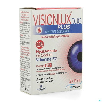 Visionlux plus gouttes yeux duo fl 2 x 10ml
