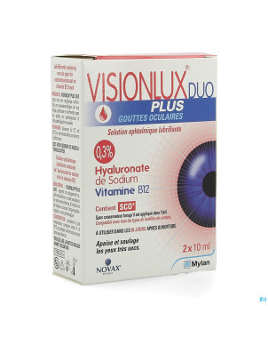 Visionlux plus gouttes yeux duo fl 2 x 10ml