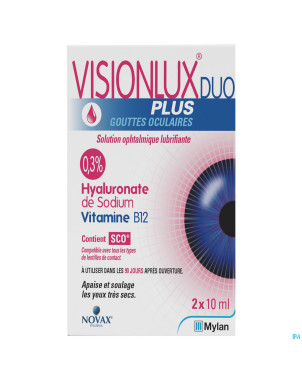Visionlux plus gouttes yeux duo fl 2 x 10ml