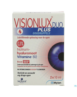 Visionlux plus gouttes yeux duo fl 2 x 10ml