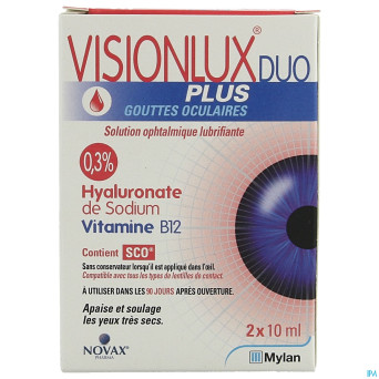 Visionlux plus gouttes yeux duo fl 2 x 10ml