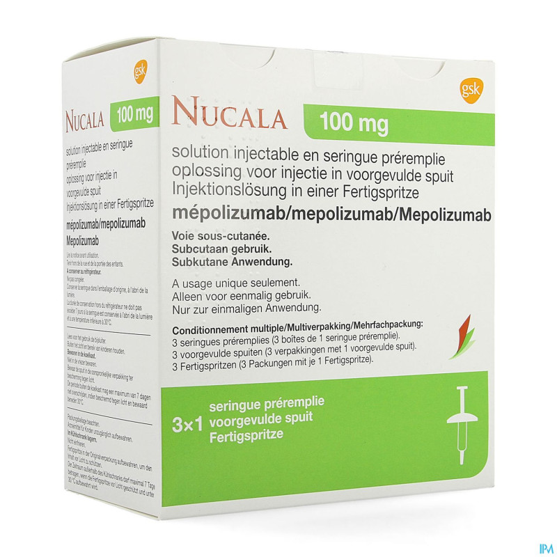 Nucala 100mg sol inj ser preremplie  3 x 1ml