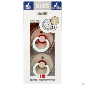 Bibs 1 sucette duo glow in dark vanilla/blush