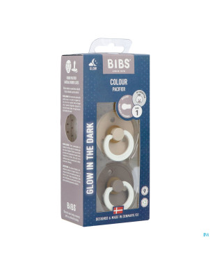 Bibs 1 tetine duo glow in dark vanilla/oak