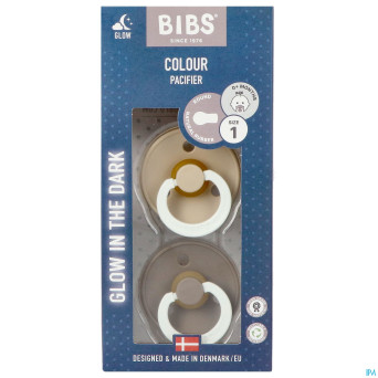 Bibs 1 tetine duo glow in dark vanilla/oak