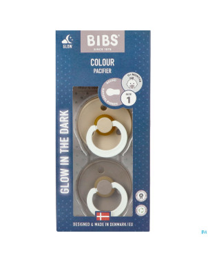 Bibs 1 tetine duo glow in dark vanilla/oak