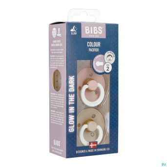 Bibs 2 tetine duo glow in dark vanilla/blush