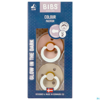 Bibs 2 tetine duo glow in dark vanilla/blush