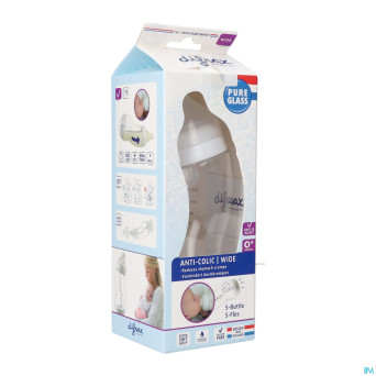 Difrax biberon-s wide verre blanc    310ml