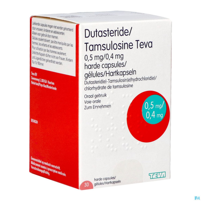 Dutasteride tamsulosine teva 0,5mg/0,4mg  caps  30