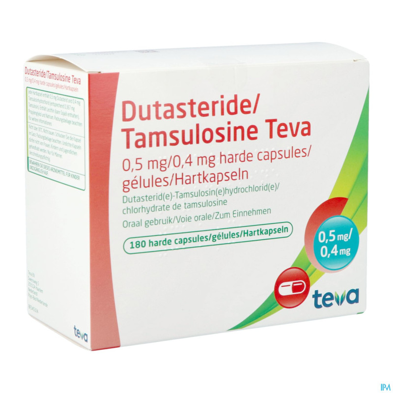 Dutasteride tamsulosine teva 0,5mg/0,4mg  caps 180
