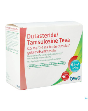 Dutasteride tamsulosine teva 0,5mg/0,4mg  caps 180