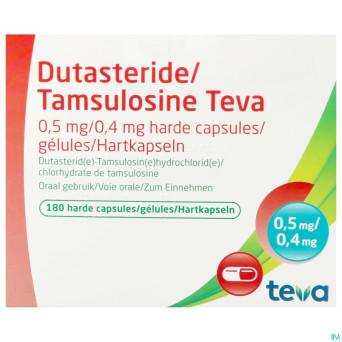 Dutasteride tamsulosine teva 0,5mg/0,4mg  caps 180