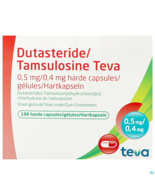 Dutasteride tamsulosine teva 0,5mg/0,4mg  caps 180