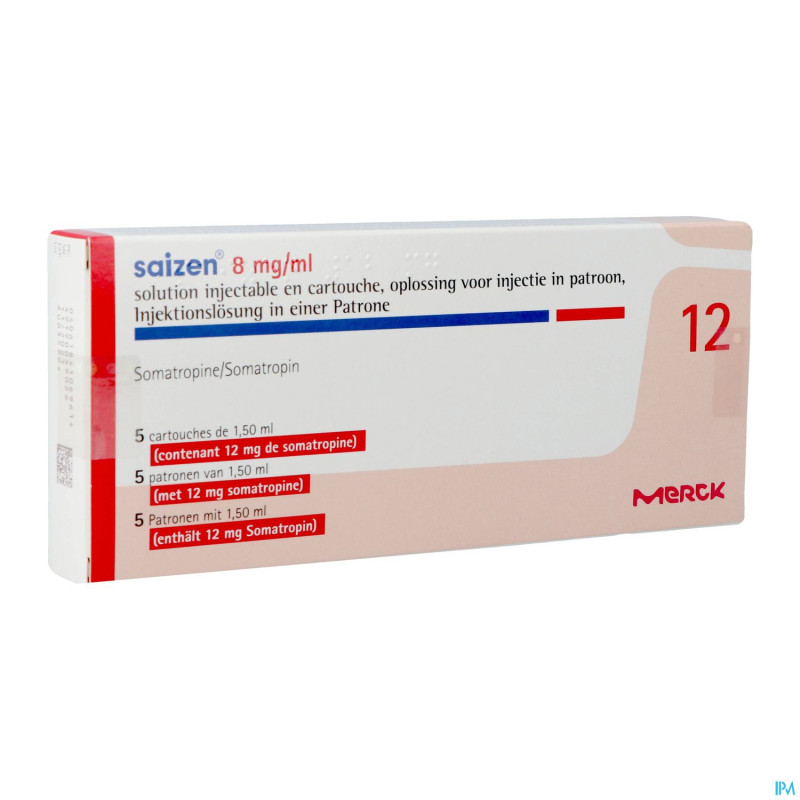 Saizen 8,00mg/ml 12mg sol inj  cartouche 5x1,5ml