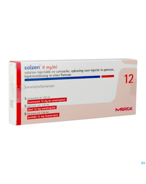 Saizen 8,00mg/ml 12mg sol inj  cartouche 5x1,5ml