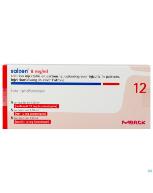 Saizen 8,00mg/ml 12mg sol inj  cartouche 5x1,5ml