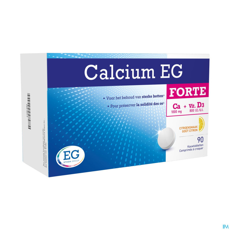Calcium eg forte 1000mg/800ui citron comp croq 90