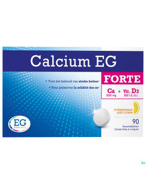 Calcium eg forte 1000mg/800ui citron comp croq 90
