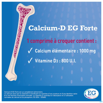 Calcium eg forte 1000mg/800ui citron comp croq 90