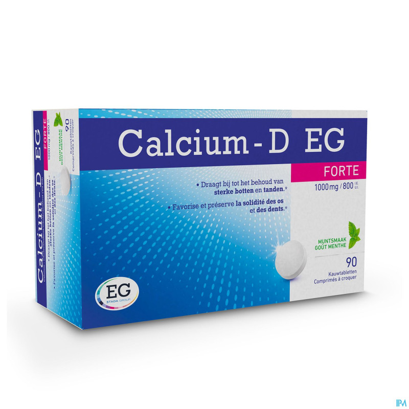 Calcium d eg forte 1000mg/800iu menthe compcroq 90