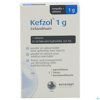 Kefzol 1g + lidocaine pdr et solv sol inj amp 1