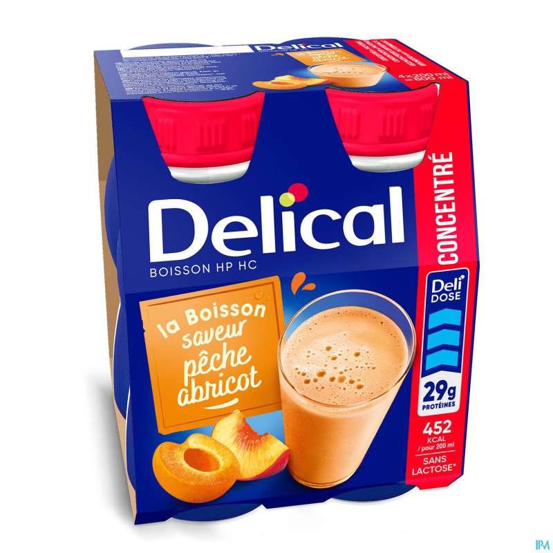 Delical hp hc boisson conc. peche abricot  4x200ml