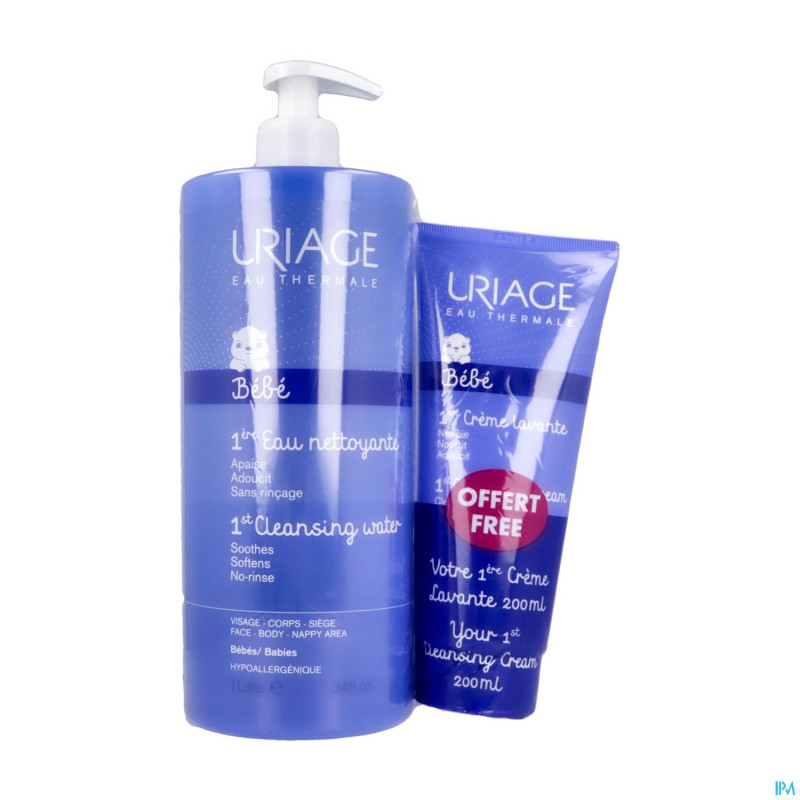 Uriage bebe 1ere eau 1l + bebe creme lavante 200ml