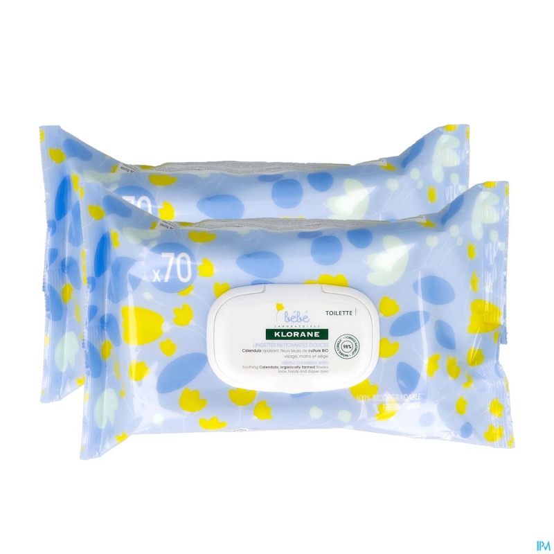 Klorane bb lingettes 2x70 promo