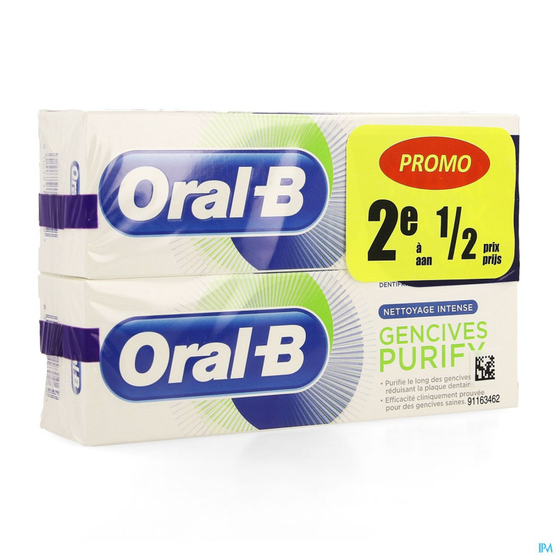 Oral-b dentifrice purif.nett intense 2x75ml 2e-50%