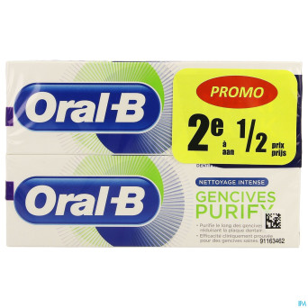 Oral-b dentifrice purif.nett intense 2x75ml 2e-50%