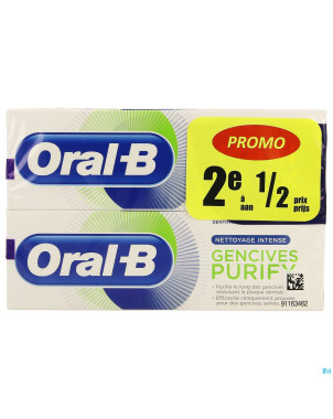 Oral-b dentifrice purif.nett intense 2x75ml 2e-50%