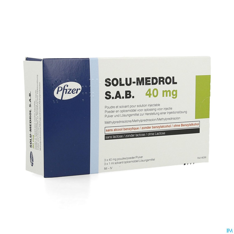 Solu-medrol sab 40mg pdr + solv sol inj fl 3x40mg