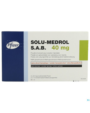 Solu-medrol sab 40mg pdr + solv sol inj fl 3x40mg