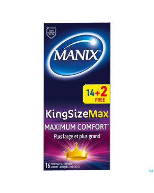 Manix king size max preservatifs 14+2    promo