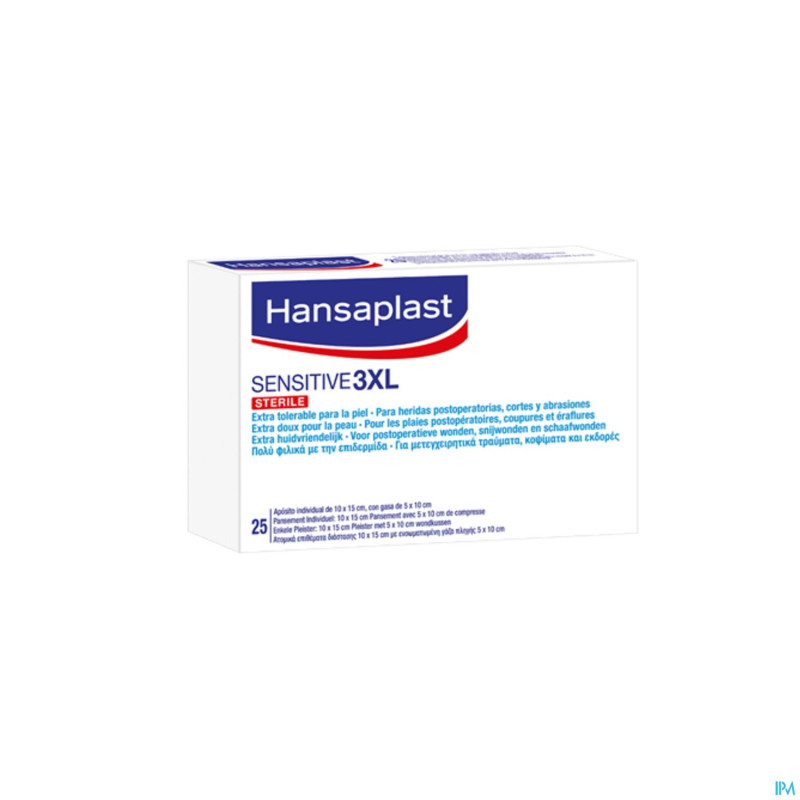 Hansaplast sensitive ster. 3xl 10cmx15cm strips 25