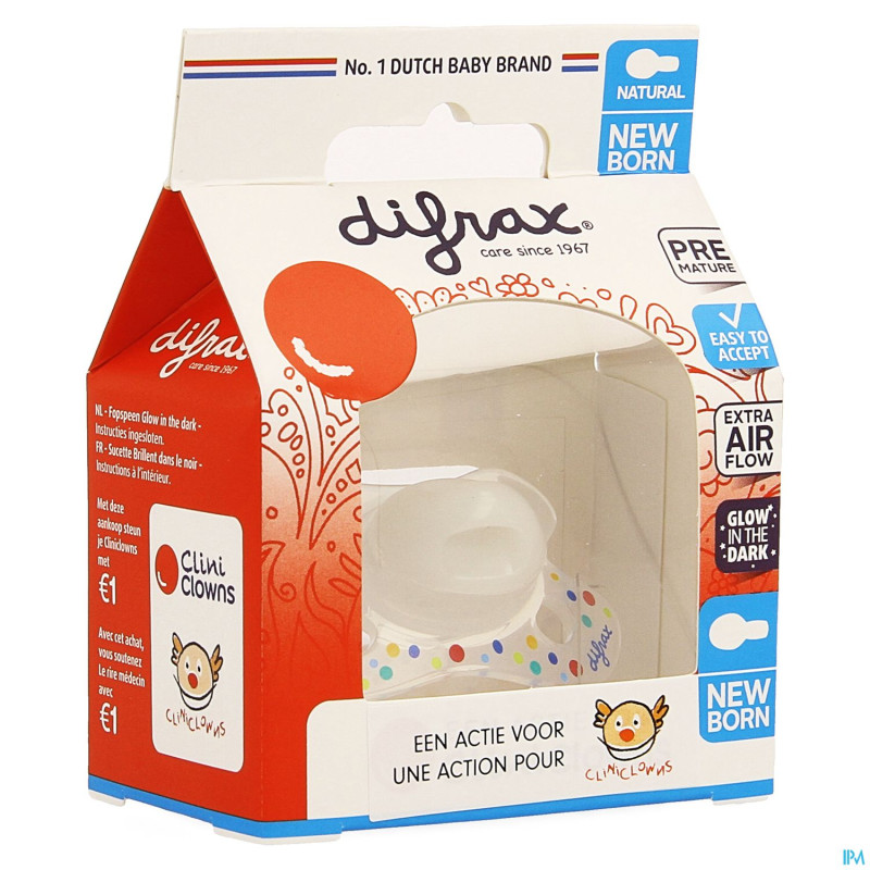Difrax sucette natural newborn cliniclowns