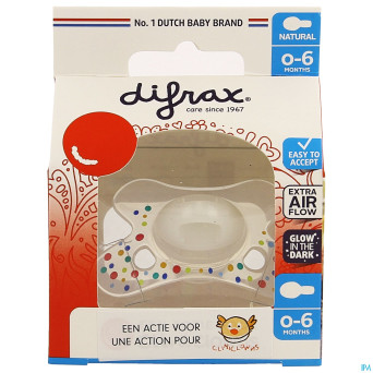 Difrax sucette natural  0- 6m cliniclowns