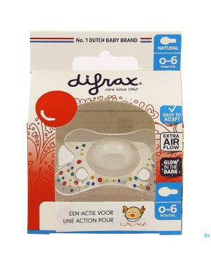 Difrax sucette natural  0- 6m cliniclowns