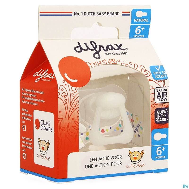 Difrax sucette natural    6m+ cliniclowns
